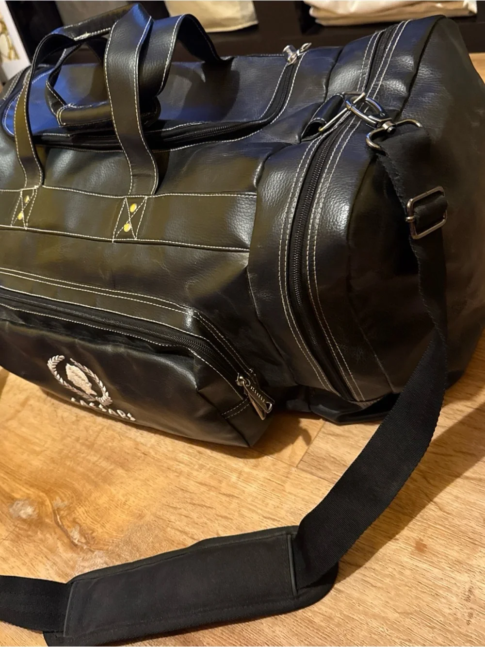Official promotional Leather Bag With Caesar Palace Emblem Duffel Carry On Strap